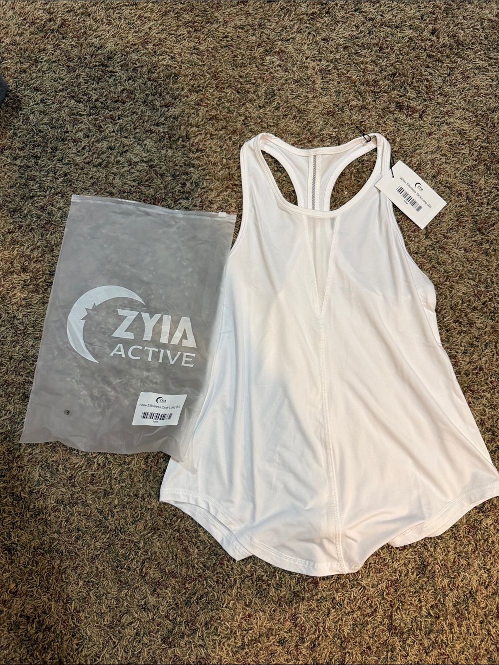 ZYIA Active White Racerback Performance Tank